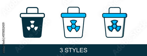 Filled outline Infectious waste icon isolated on white background. Tank for collecting radioactive waste. Dumpster or container. Biohazardous substances. Vector