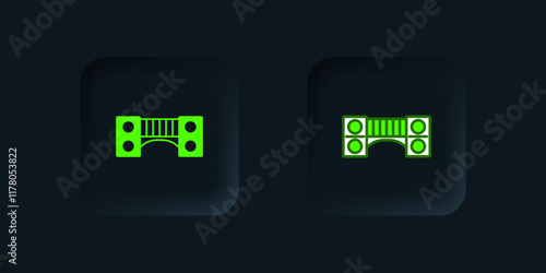 Green Playground kids bridge icon isolated on black background. Black square button. Vector