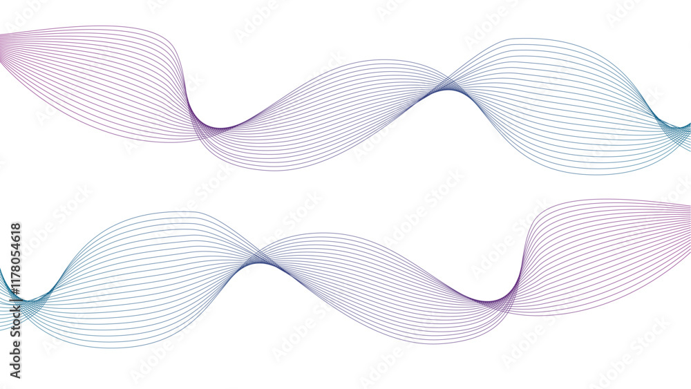 Vector curvy abstract line art wavy flowing dynamic tropical blue white background in concept music or sound, wave, wind, information flow Vector curvy abstract line art wavy flowing dynamic tropical blue white background in concept music or sound, wave, wind, information flow