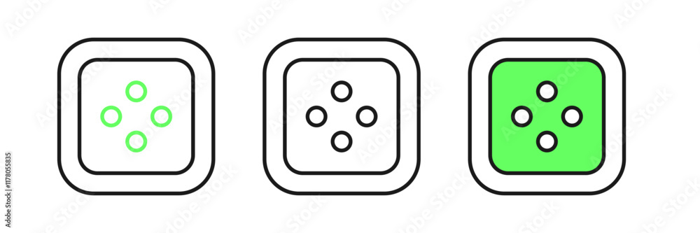 Set line Sewing button for clothes icon isolated on white background. Clothing button. Vector Set line Sewing button for clothes icon isolated on white background. Clothing button. Vector