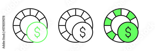 Set line Casino chips icon isolated on white background. Casino gambling. Vector