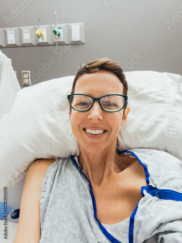 Woman in Hospital Bed after Surgery