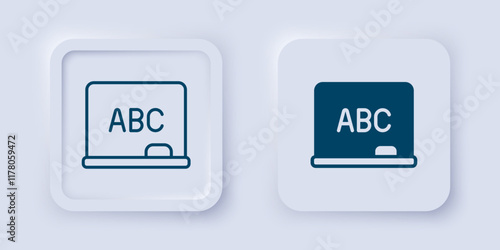 Filled and outline Chalkboard icon isolated on grey background. School Blackboard sign. Square button. Vector