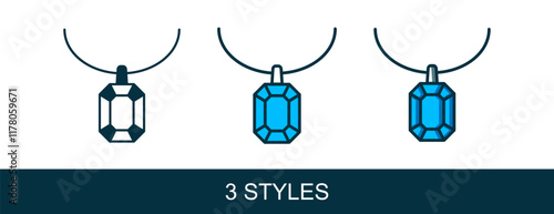 Filled outline Pendant on necklace icon isolated on white background. Vector