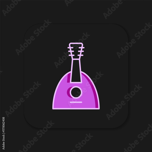 Filled outline Musical instrument balalaika icon isolated on black background. Flat filled outline style with shadow. Vector
