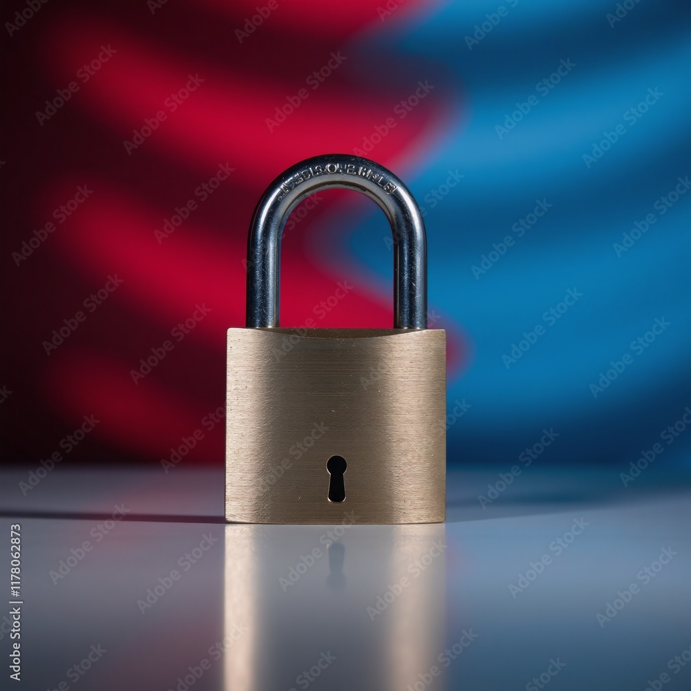 A stylized image featuring a lock against a red and blue gradient representing safety and shielding A stylized image featuring a lock against a red and blue gradient representing safety and shielding
