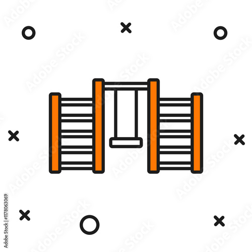 Filled outline Wooden Swedish wall icon isolated on white background. Swedish stairs. Flat filled outline style with shadow. Vector