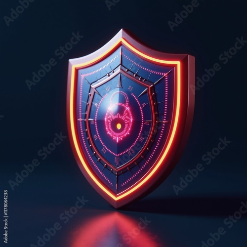 Digital art symbolizing cyber security protection through a computer-screen shield icon