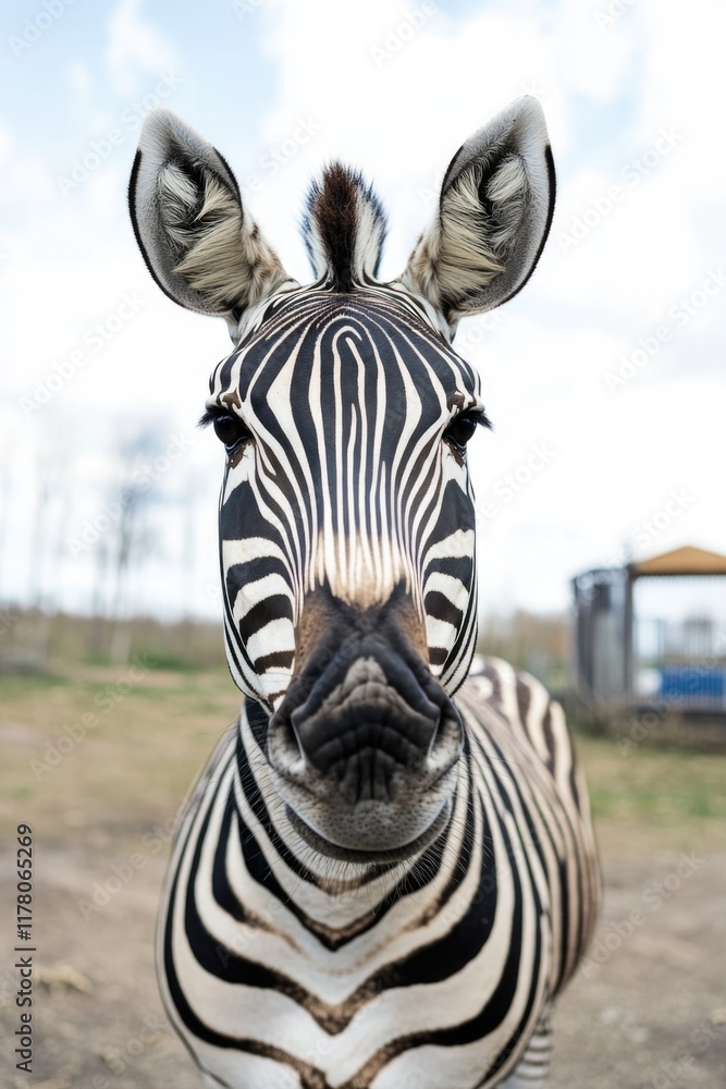Fototapeta premium A zebra stands tall on a dirt field, surrounded by nothing but nature