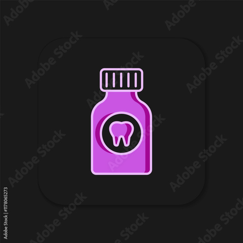 Filled outline Toothache painkiller tablet icon isolated on black background. Tooth care medicine. Capsule pill and drug. Pharmacy design. Flat filled outline style with shadow. Vector