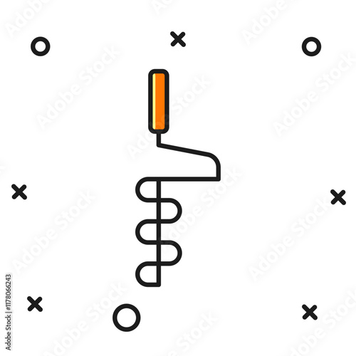 Filled outline Hand ice drill for winter fishing icon isolated on white background. Flat filled outline style with shadow. Vector