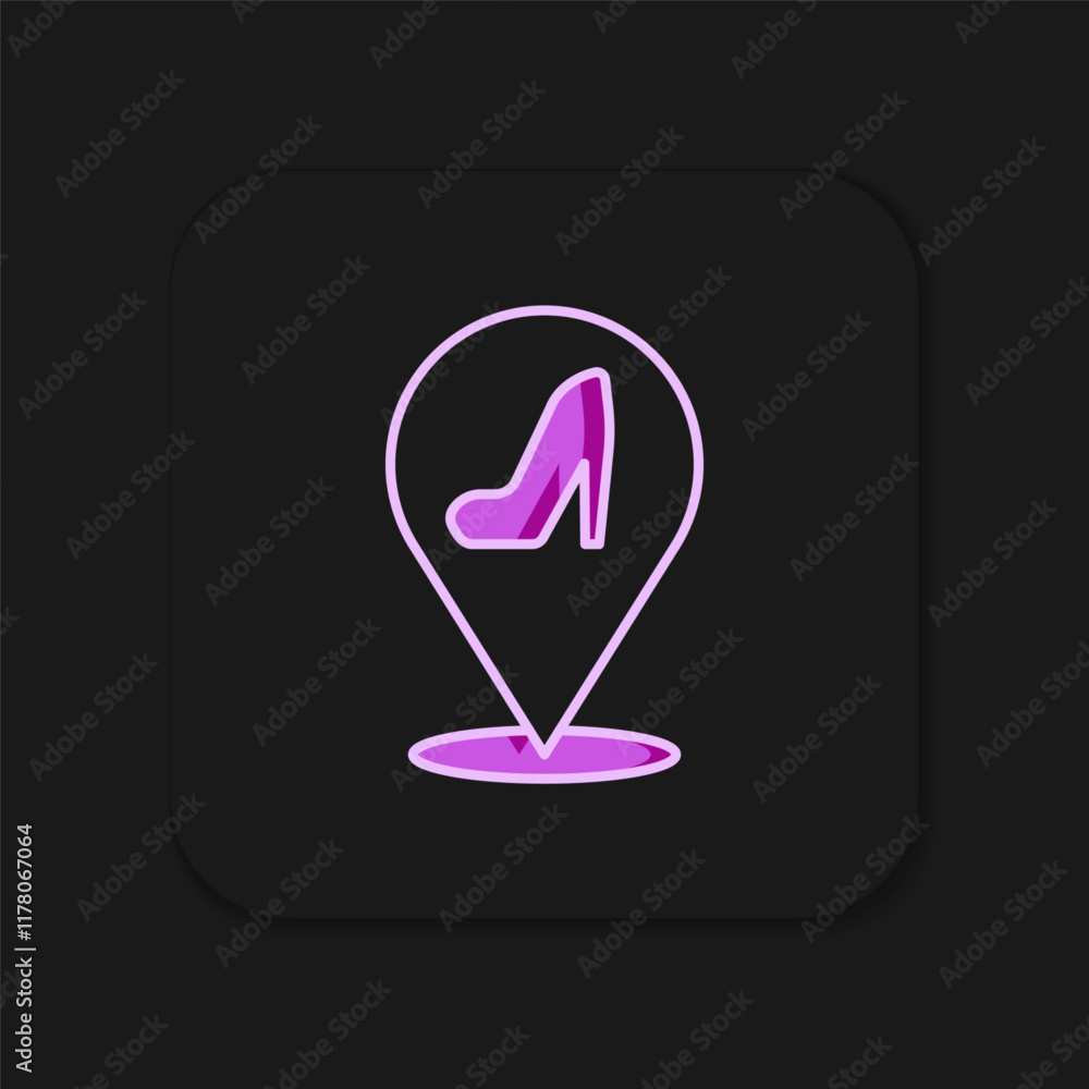 Filled outline Woman shoe with high heel icon isolated on black background. Flat filled outline style with shadow. Vector Filled outline Woman shoe with high heel icon isolated on black background. Flat filled outline style with shadow. Vector