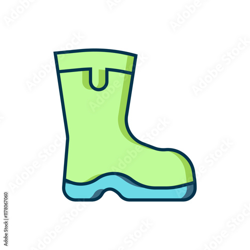 Filled outline Fishing boots icon isolated on white background. Waterproof rubber boot. Gumboots for rainy weather, fishing, hunter, gardening. Flat filled outline style with shadow. Vector