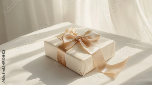 Elegantly wrapped gift box with satin ribbon for special occasions