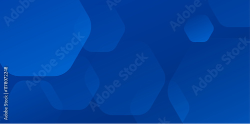 Modern blue abstract background with geometric hexagon shapes. The vibrant blue gradient design professional technology backdrop.
