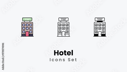 Hotel Icons thin line and glyph vector icon stock illustration