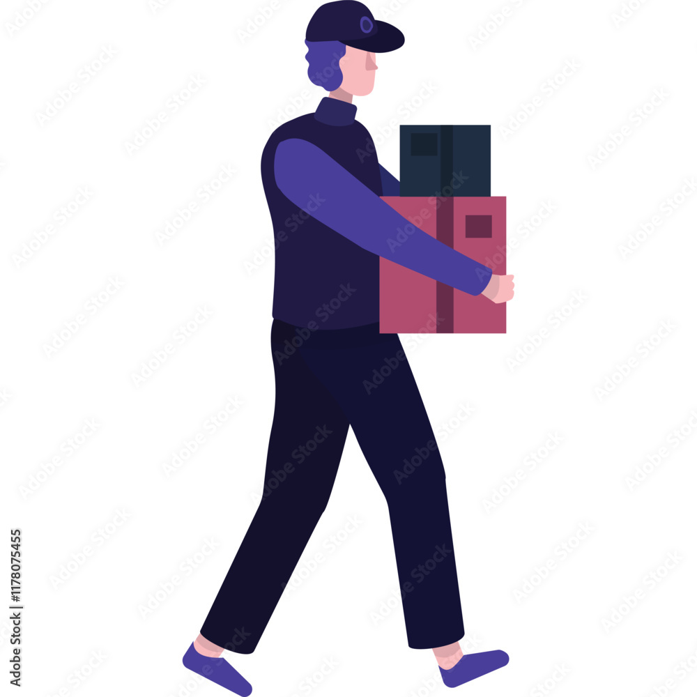 Vector courier with package delivery service icon Vector courier with package delivery service icon