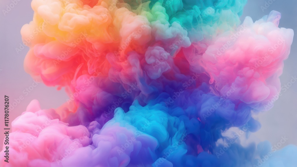 Fototapeta premium Colorful smoke swirling beautifully in a vibrant display of hues in the atmosphere