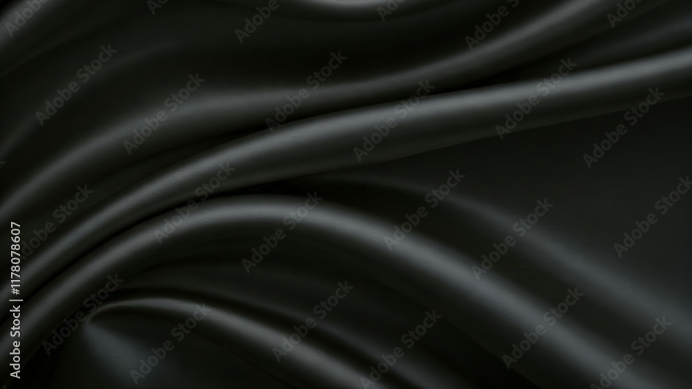 Fototapeta premium Luxurious Black Silk Fabric Drape Close-Up
