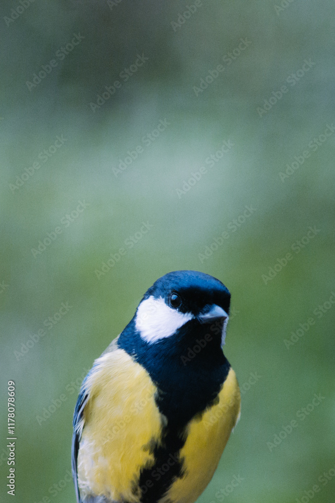 Naklejka premium Great tit with blurred background