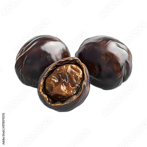 Chocolate Covered Khudri Dates Isolated on Transparent Background photo