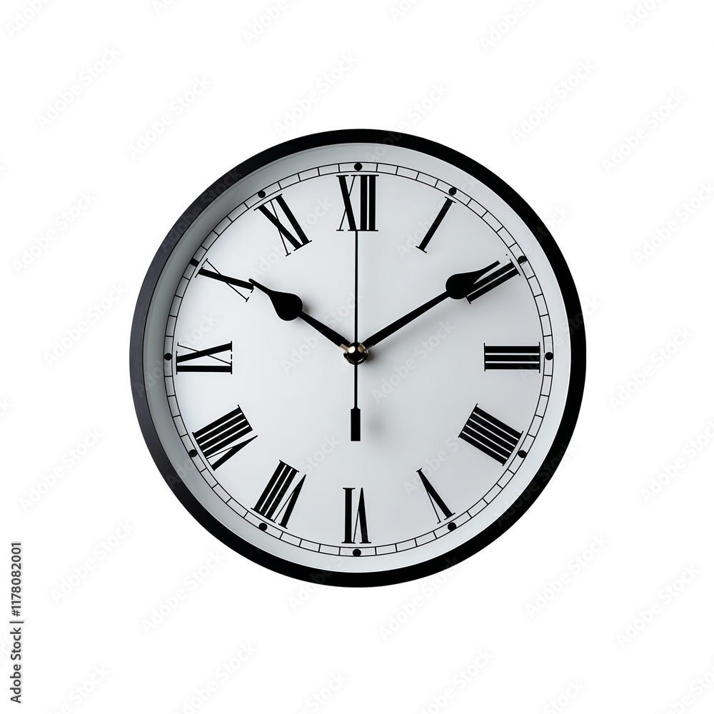 Elegant Wall Clock with Roman Numerals on transparent background Elegant Wall Clock with Roman Numerals on transparent background