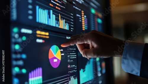 Financial dashboard showing diversification of investment or asset allocation or portfolio management on stock market and fund, analysis and research investment plan