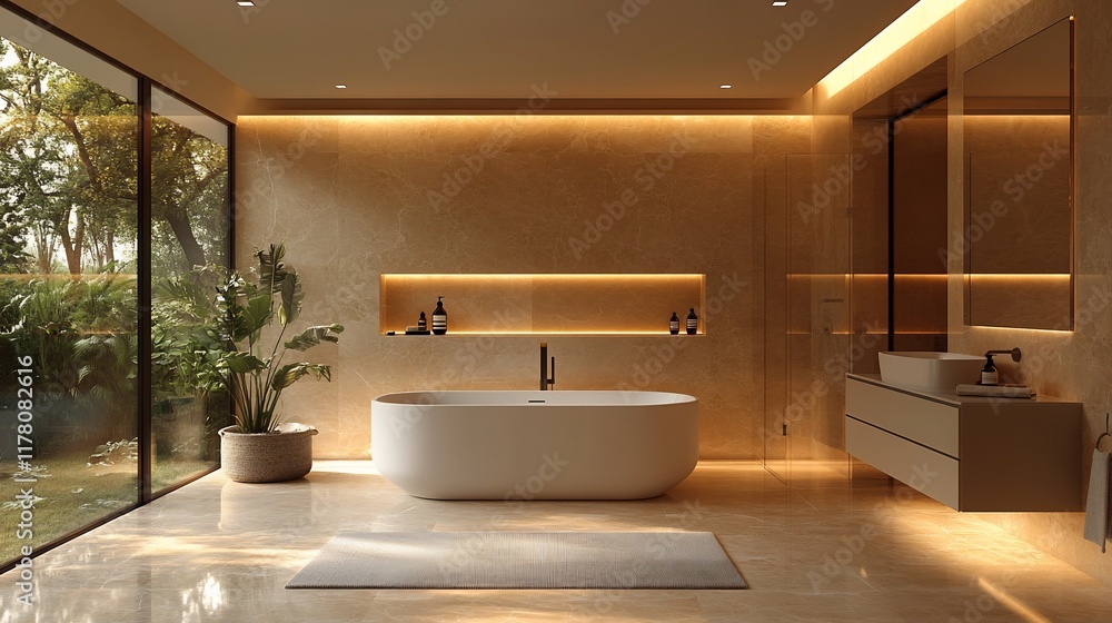 Fototapeta premium Luxurious Modern Bathroom Design With Natural Light