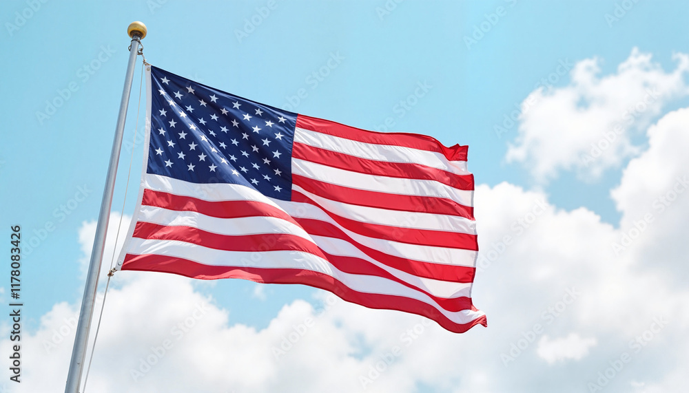 Obraz premium American flag waving against blue sky