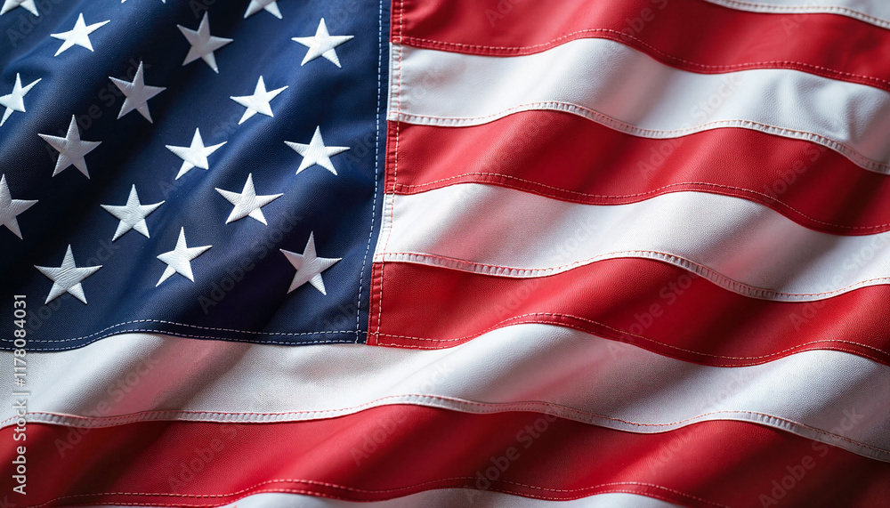 Fototapeta premium American flag waving in the breeze