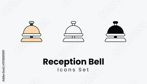 Reception Bell Icons thin line and glyph vector icon stock illustration