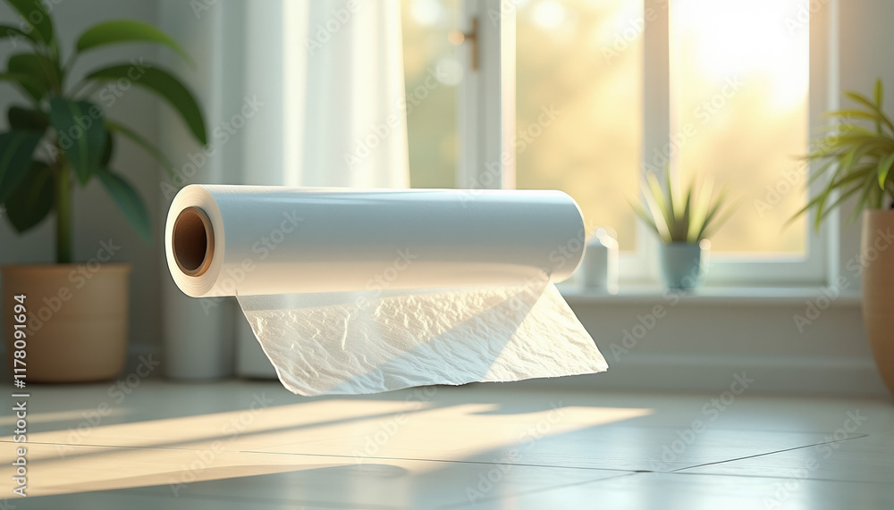 Fototapeta premium White Plastic Roll for Protective Wrapping