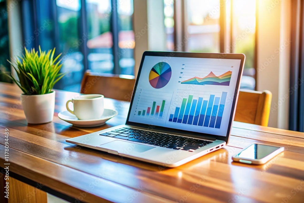 Simple Infographic Template on Laptop Screen: Clean Minimalist Design for Data Visualization Simple Infographic Template on Laptop Screen: Clean Minimalist Design for Data Visualization