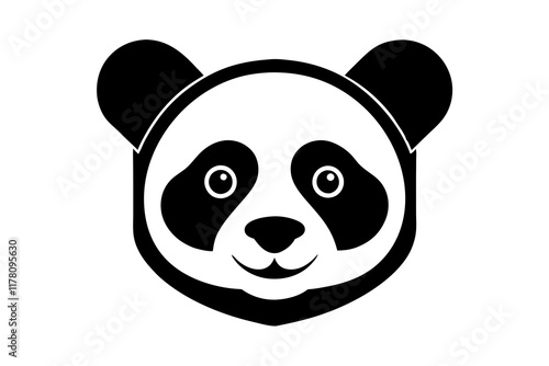 panda head black silhouette vector, Simple silhouette Design vector icon with white background. Wild Animal vector illustration. photo