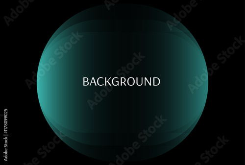 Black abstract background with teal green gradient sphere