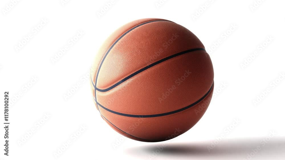 Basketball rotating isolated on white background. Standard orange basket ball. Copy space banner with a place for text on the right. Perfect for sports advertising Basketball rotating isolated on white background. Standard orange basket ball. Copy space banner with a place for text on the right. Perfect for sports advertising