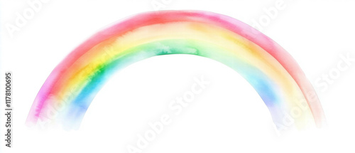 Bright rainbow arch created with vibrant watercolor techniques