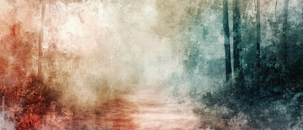 Woodland path immersed in a tranquil watercolor landscape with vibrant colors Woodland path immersed in a tranquil watercolor landscape with vibrant colors