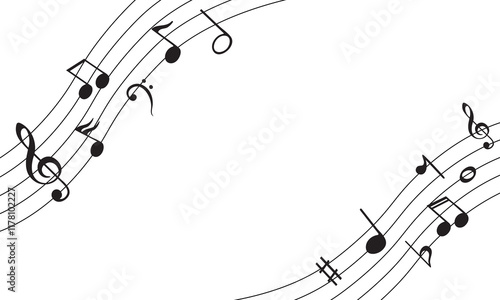 Musical notes on a white background. Vector illustration of musical notes.