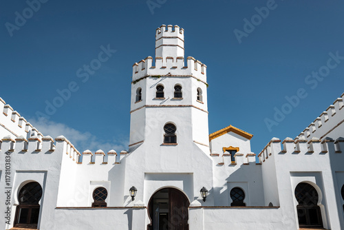 Fortress architecture and whitewashed tower photo