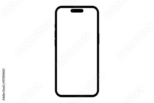 Isolated smart phone mockup without background with blank screen. Stock royalty free