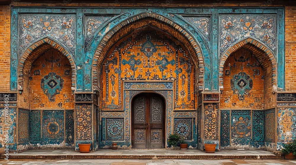 Obraz premium Ornate Mosaic Entranceway Of An Ancient Building