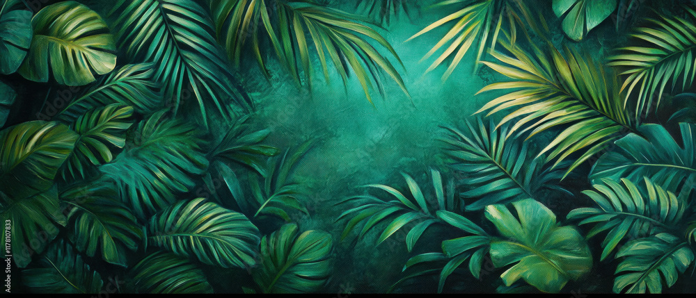 Emerald green rainforest canopy with lush foliage and soft lighting in hyper-realistic style Emerald green rainforest canopy with lush foliage and soft lighting in hyper-realistic style