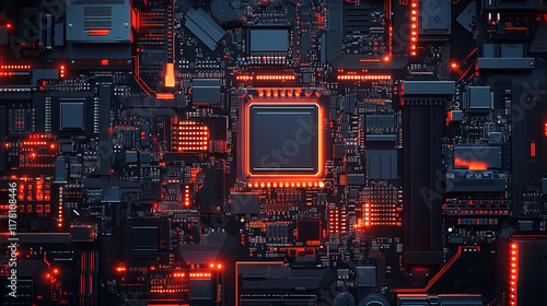 Wallpaper Mural Digital technology. Top view of electronic motherboard. Torontodigital.ca