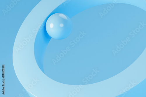 Blue Ball Nested Inside a Minimalist Circular Frame