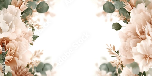 A luxurious wedding poster featuring a soft pastel floral arrangement framing the design.