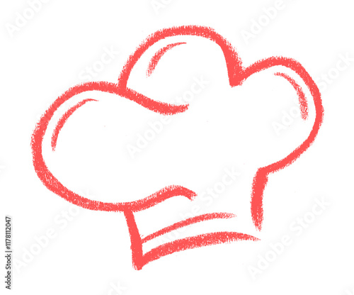 Chef Hat Icon Crayon Chalk Drawing Vector 