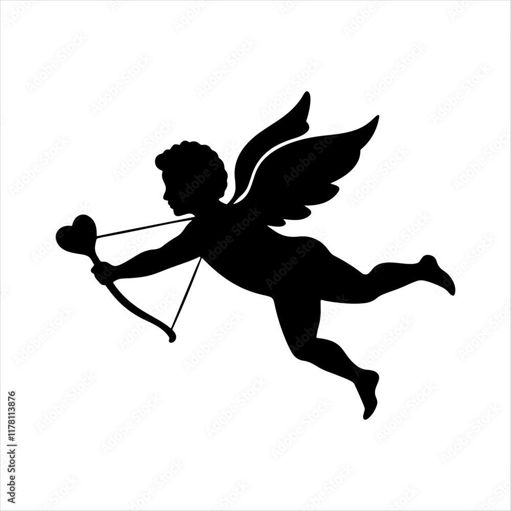 Fototapeta premium Flying Cupid silhouettes.
