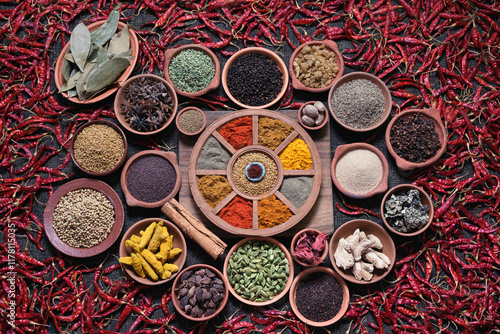 Indian Spices Flatlay photo