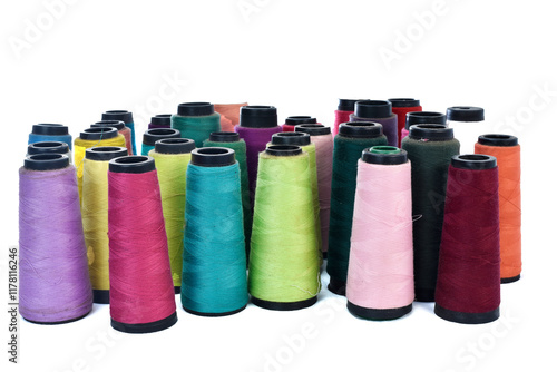 sewing thread spool silk cord spool of various colors sewing photo